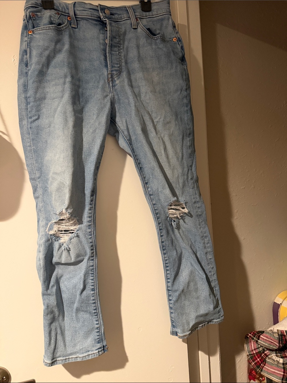Levi's Light Blue Distressed Wedgie Straight Jeans